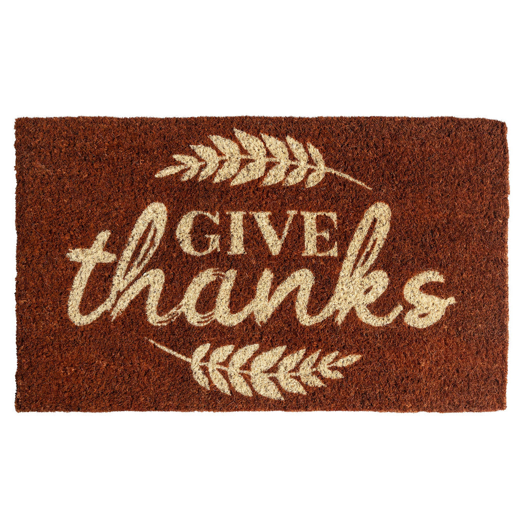 Give Thanks Handwoven Coconut Fiber Doormat