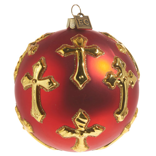 Red Holy Cross Ball Ornament