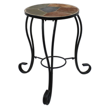 Load image into Gallery viewer, Mosaic Slate Tile Side Table/Plant Stand - Steel Frame
