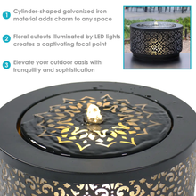 Load image into Gallery viewer, Filigree Cutout Iron Outdoor Fountain w/ LED Lights
