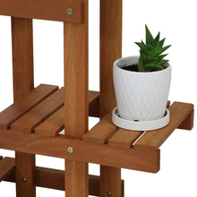 Load image into Gallery viewer, Meranti Wood Multi-Tiered Plant Stand w/ Teak Finish
