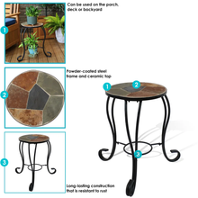 Load image into Gallery viewer, Mosaic Slate Tile Side Table/Plant Stand - Steel Frame
