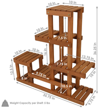 Load image into Gallery viewer, Meranti Wood Multi-Tiered Plant Stand w/ Teak Finish
