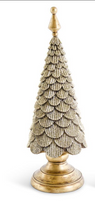Load image into Gallery viewer, Scalloped Gold Glittered Resin Trees on Pedestal
