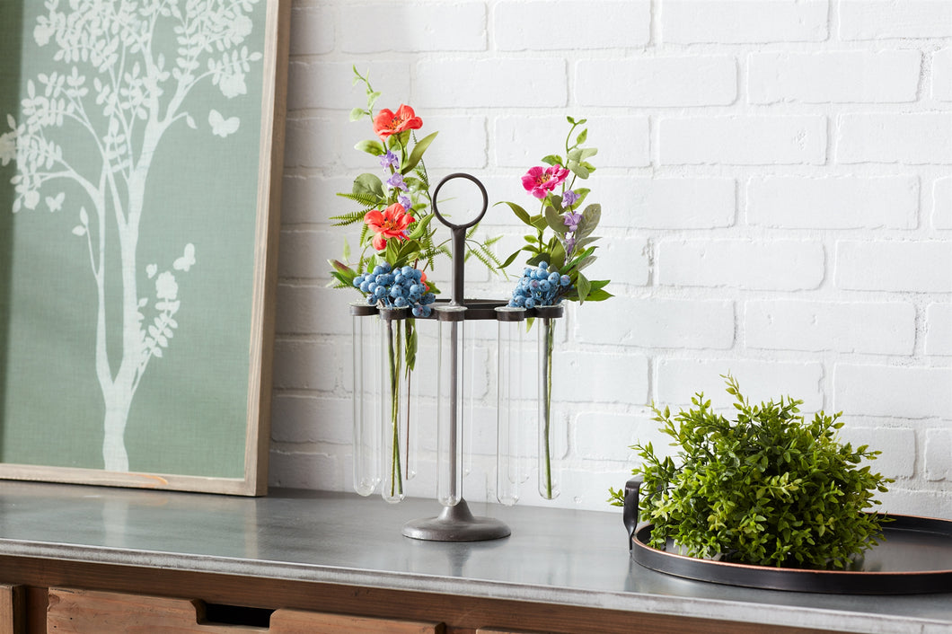 Vases in Stand, Iron/Glass