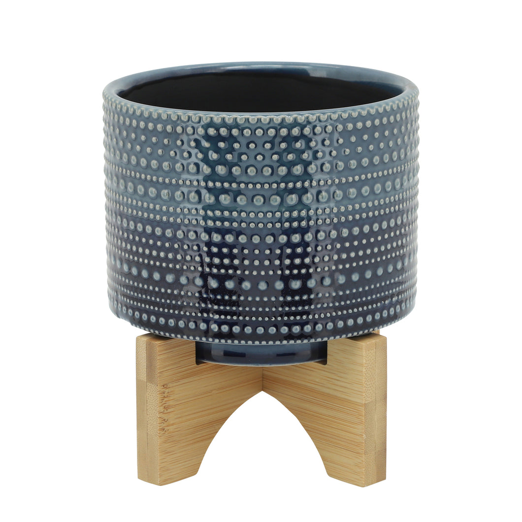 Dotted Planter W/ Wood Stand