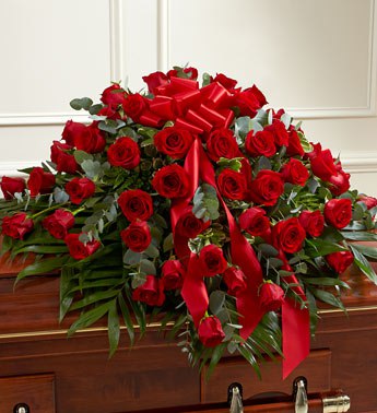 Red Roses Casket Cover